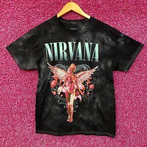 Nirvana In Utero Album Floral Heart Angel Tie Dye Tee Medium